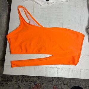 Bright Orange One-Shoulder Swim Top